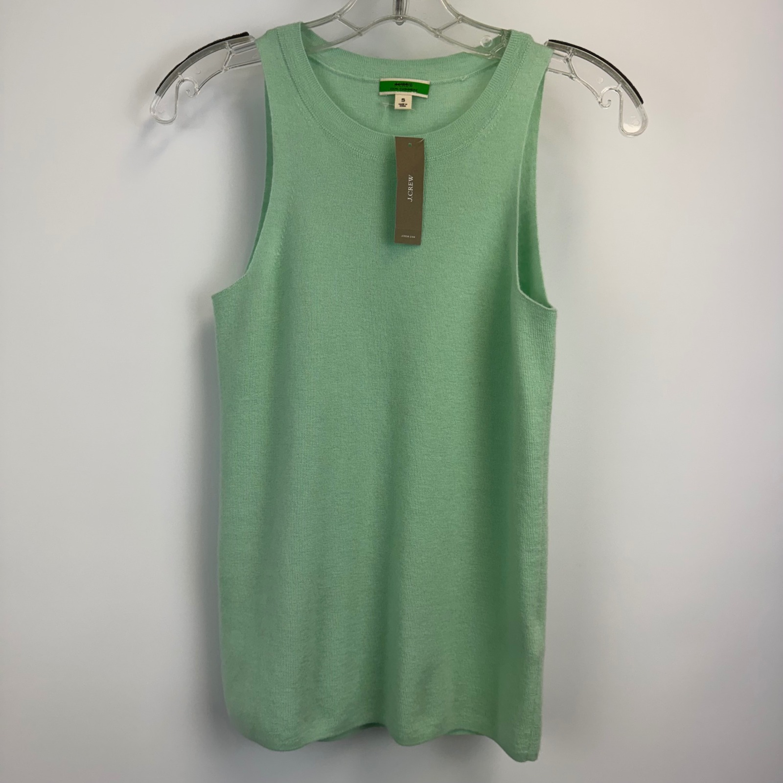 J.Crew Women Mint Green 100% Cashmere Sleeveless Shell Knit Top Ba046 Size S New